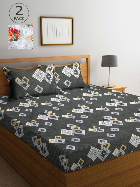 

Arrabi Multicoloured Floral 300 TC 2 King Bedsheet with 4 Pillow Covers, Multi
