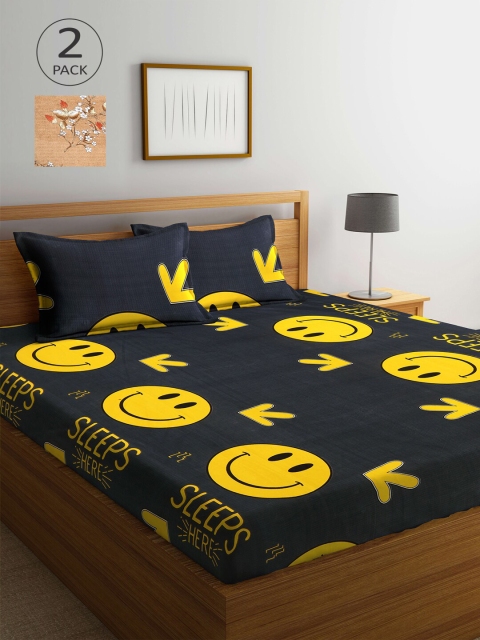 

Arrabi Multicoloured Graphic 300 TC 2 King Bedsheet with 4 Pillow Covers, Multi