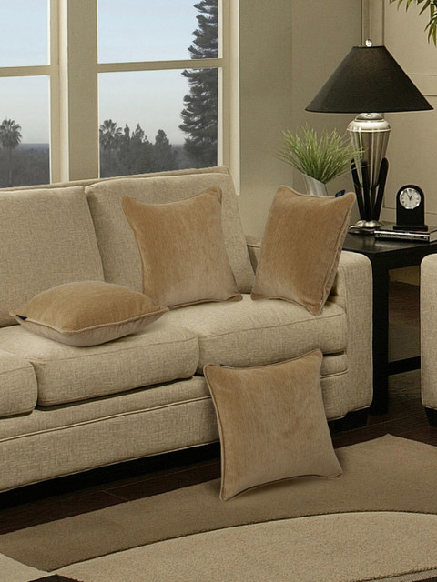 

S9home by Seasons Beige Set of 4 16'' x 16'' Square Cushion Covers