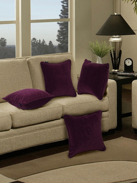 

S9home by Seasons Purple Set of 4 16'' x 16'' Square Cushion Covers
