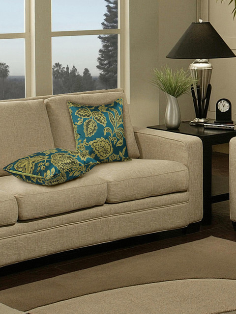 

S9home by Seasons Green Set of 2 Patterned 20" x 20" Square Cushion Covers