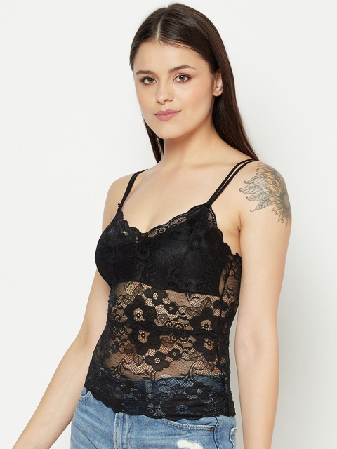 

Da Intimo Women Black Solid Long Lace Camisole