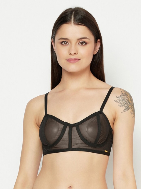 

Da Intimo Women Black Push-Up Mesh Bra DI-1329 BLACK