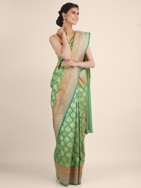 

Shruti and Mangaaysh Green & Gold Woven Design Banarasi Saree