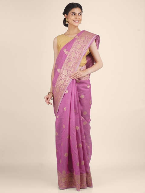 

Shruti and Mangaaysh Pink & Gold Woven Design Banarasi Saree