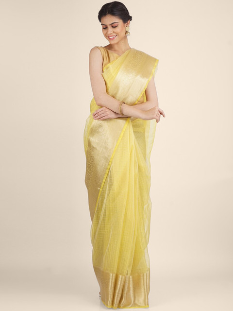 

Shruti and Mangaaysh Yellow Zari Banarasi Saree