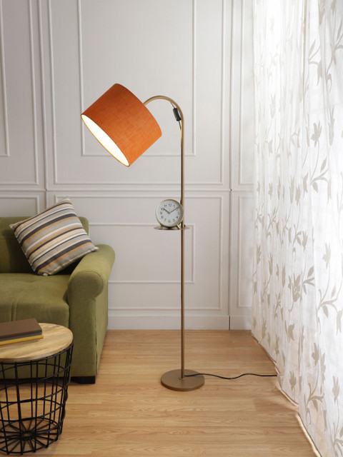 

SANDED EDGE Black & Orange Solid Contemporary Floor Lamp with Shade