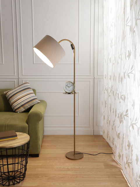 

SANDED EDGE Black & Beige Solid Contemporary Floor Lamp with Shade