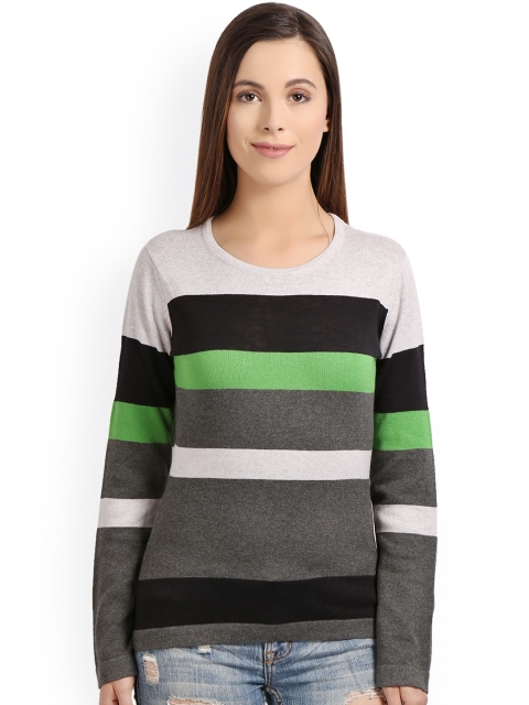 

Manola Women Grey Striped Regular Top