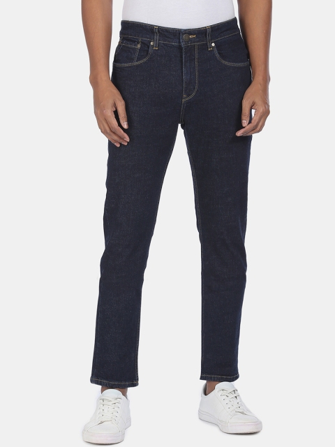 

AD By Arvind Men Navy Blue Slim Fit Low Distress Jeans