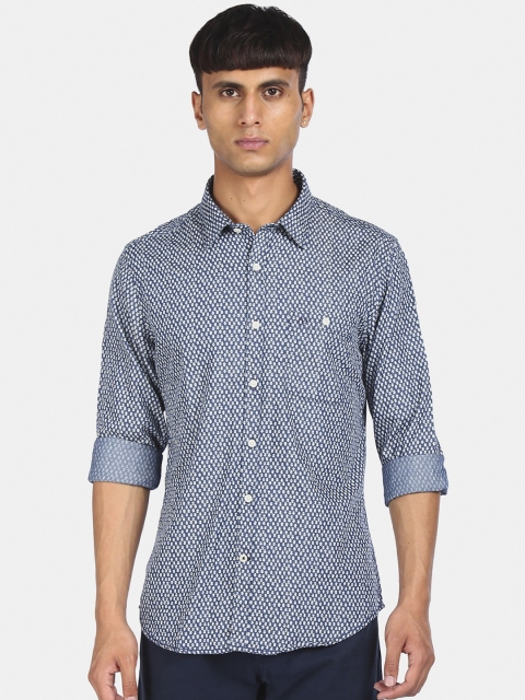 

AD By Arvind Men Blue Floral Opaque Printed Cotton Casual Shirt