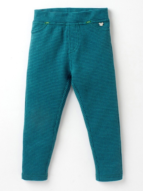

Ed-a-Mamma Girls Teal Green Woven Design Pull Up Treggings