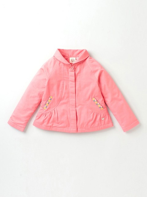 

Ed-a-Mamma Girls Pink & Yellow Embroidered Raglan Sleeves Jacket
