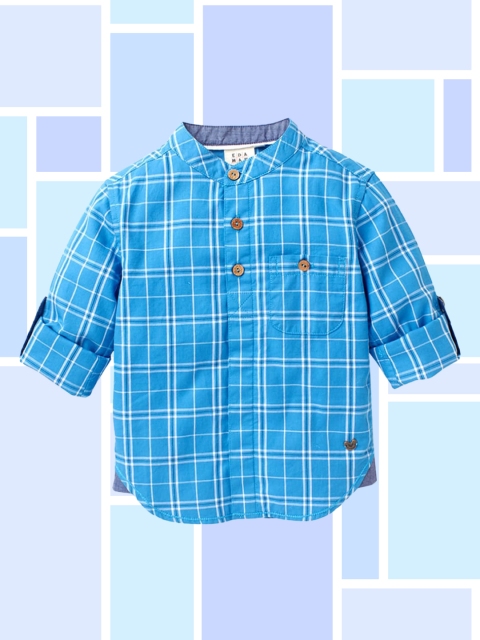 

Ed-a-Mamma Boys Blue Premium Tartan Checks Opaque Checked Casual Shirt