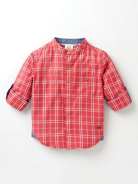 

Ed-a-Mamma Boys Red Premium Tartan Checks Opaque Checked Casual Shirt