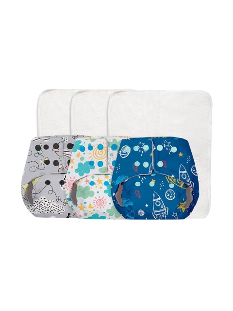 

SuperBottoms Kids Pack of 3 Reusable Cloth Diapers, Multi