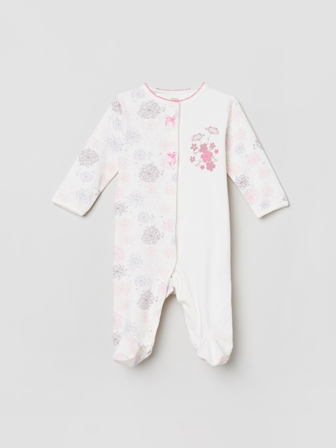 

max Infant Girls White Floral Printed Rompers