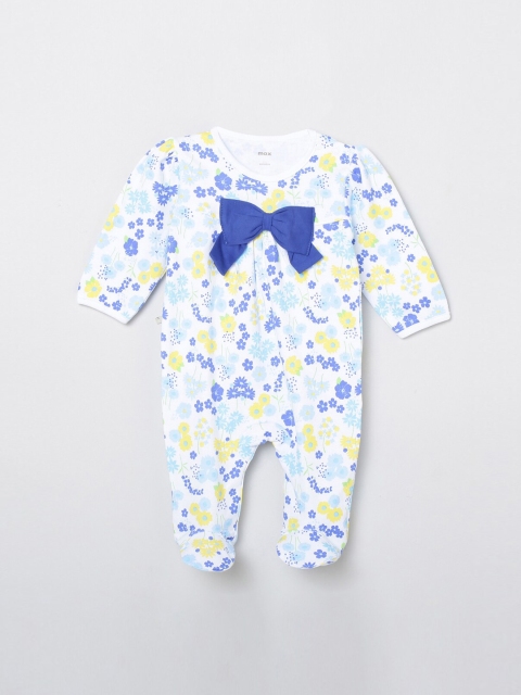 

max Girls Blue & Yellow Printed Cotton Bodysuit