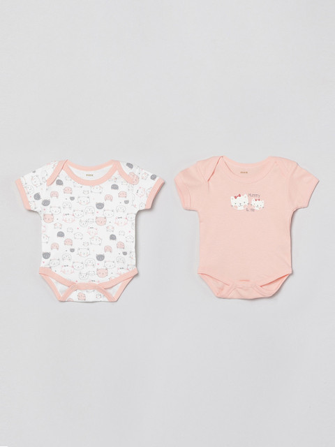 

max Girls Pack of 2 Printed Cotton Bodysuits, Multi