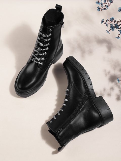 

Nautica Women Black High-Top Flat Boots