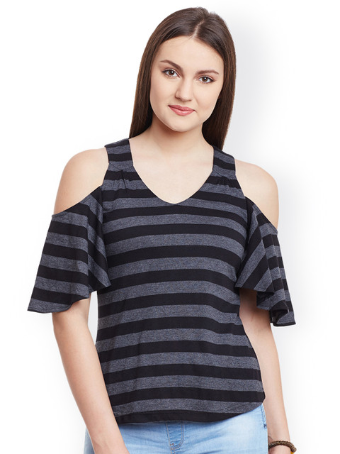 

Hypernation Women Black Striped Top