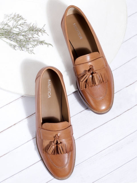 

Nautica Women Tan Brown Leather Ballerinas Leather Flats