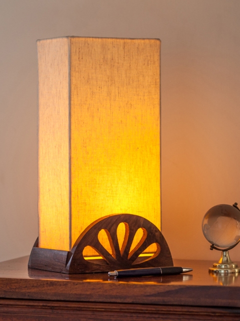 

ExclusiveLane Cream-Coloured 12 Inch Sunrise Sheesham Wood Table Lamp