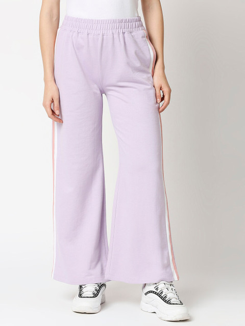 

Bewakoof Women Purple & White Striped Cropped Palazzos