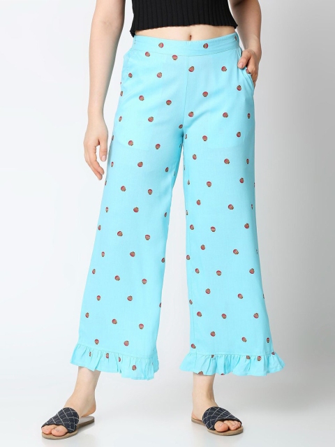 

Bewakoof Women Blue & Red Printed Cropped Palazzos