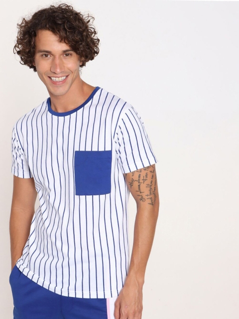 

Bewakoof Men White Striped Pockets T-shirt