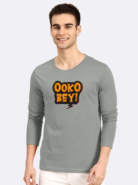 

Bewakoof Men Grey Pure Cotton Typography Printed T-shirt