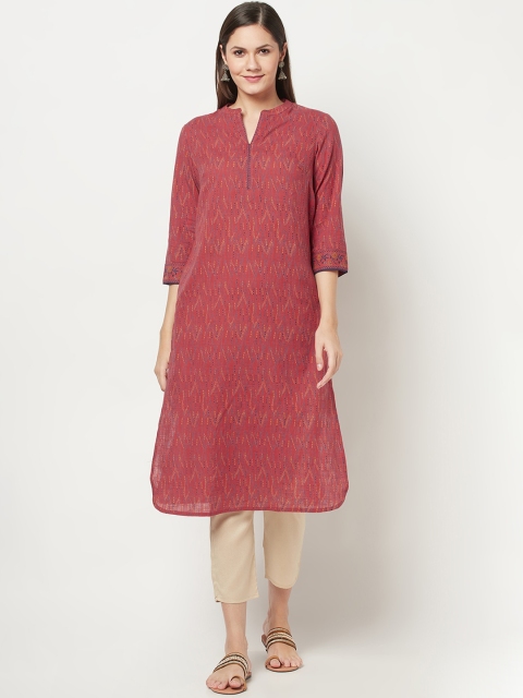 

Fabindia Women Pink & Yellow Printed Cotton Kurta