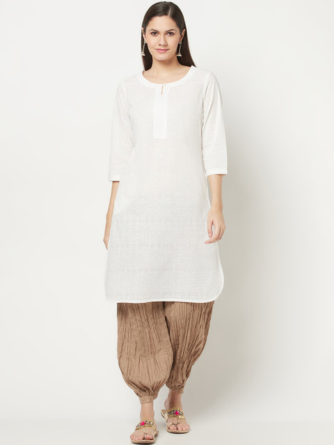 

Fabindia Women White Thread Work Kurta