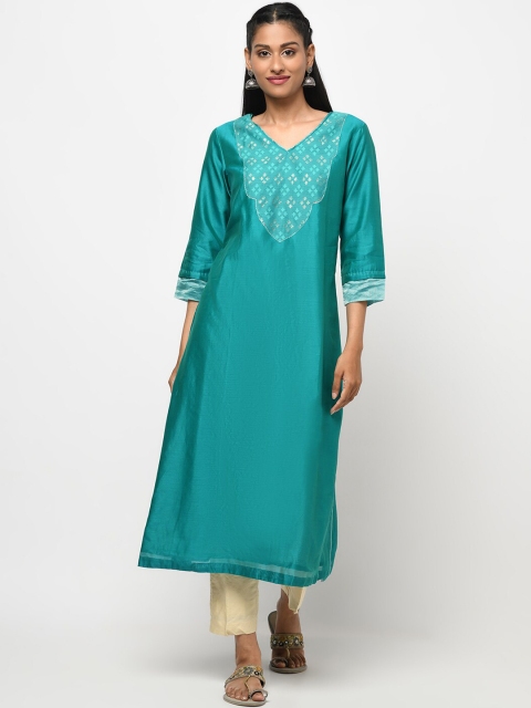 

Fabindia Women Teal Kurta
