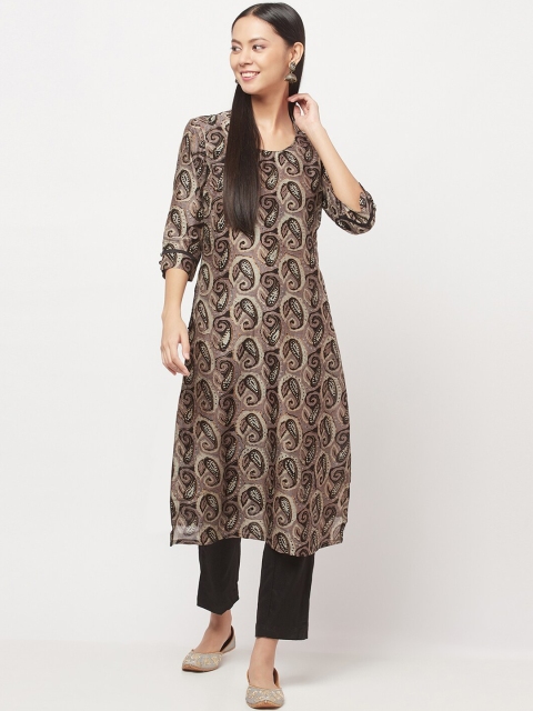 

Fabindia Women Black Ethnic Motifs Printed Kurta