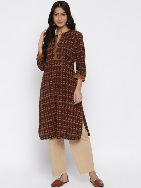 

Fabindia Women Brown Ethnic Motifs Printed Kurta