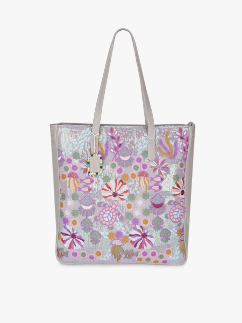 

Vdesi Grey Floral Printed PU Shopper Shoulder Bag