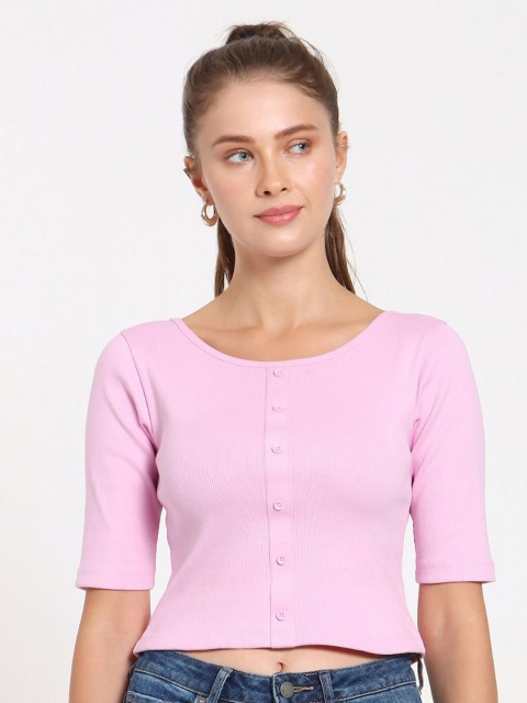 

Bewakoof Pink Fitted Crop Top