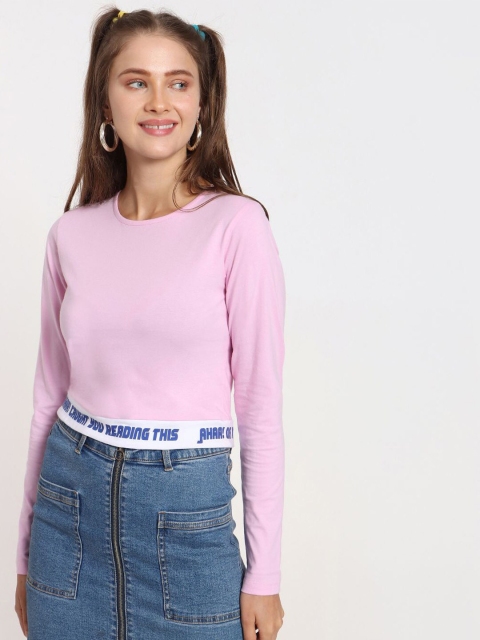 

Bewakoof Pink Hashtag Blue Print Regular Top