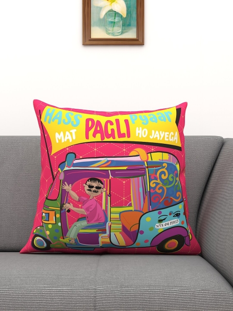 

Athom Trendz Red & Pink Quirky Square Cushion Covers