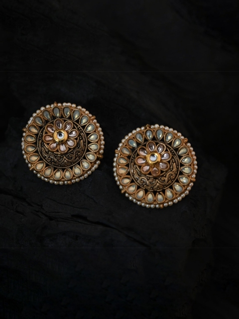 

justpeachy Gold-Plated Ethnic Studs With Artificial Stone Embellishment
