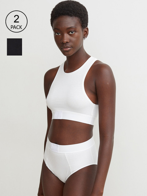 

H&M Women White & Black 2-Pack Cotton Briefs