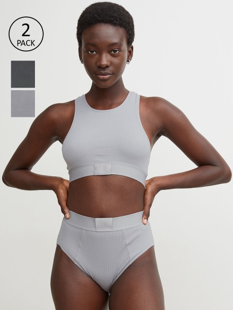 

H&M Woman Grey & Black 2-pack cotton briefs