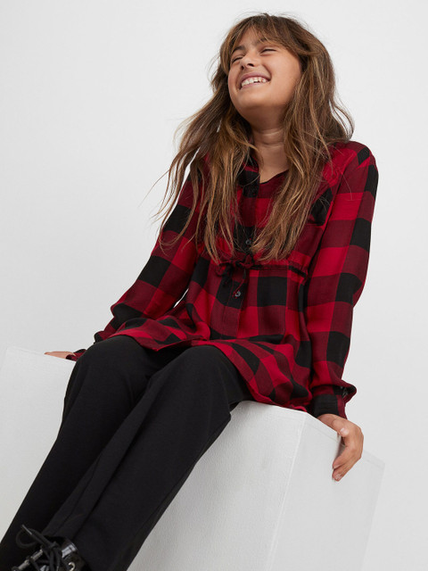

H&M Girls Red & Black Checked Shirt Dress