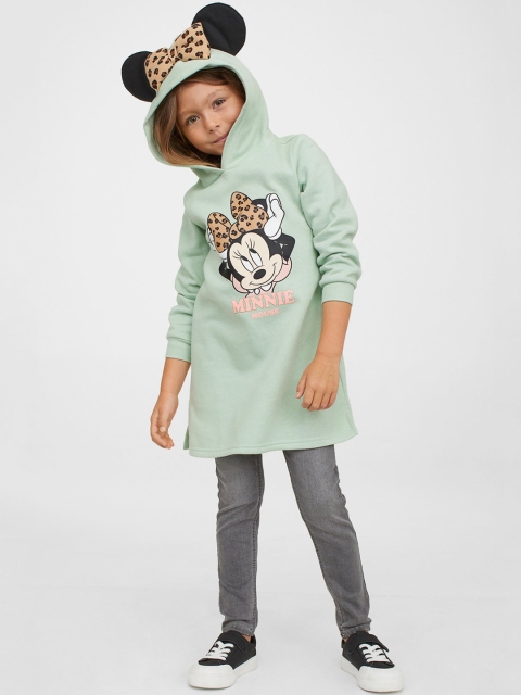 

H&M Girls Green Printed Sweatshirt Dress