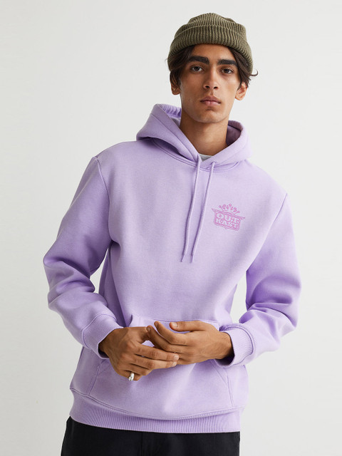 

H&M Men Lavender & Brown Printed Hoodie