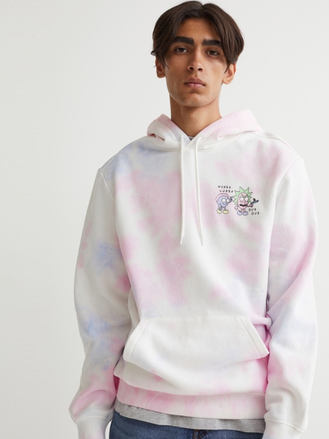 

H&M Men Pink & Lavender Rick & Morty Print Hoodie