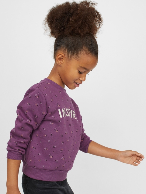 

H&M Girls Purple & White Printed Sweatshirt