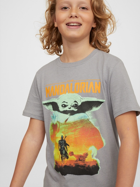 

HM Boys Grey Printed Pure Cotton T-shirt