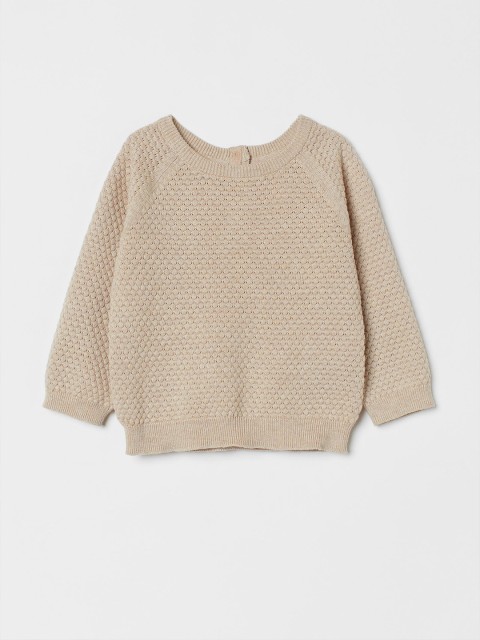 

H&M Girls Beige Textured-Knit Jumper
